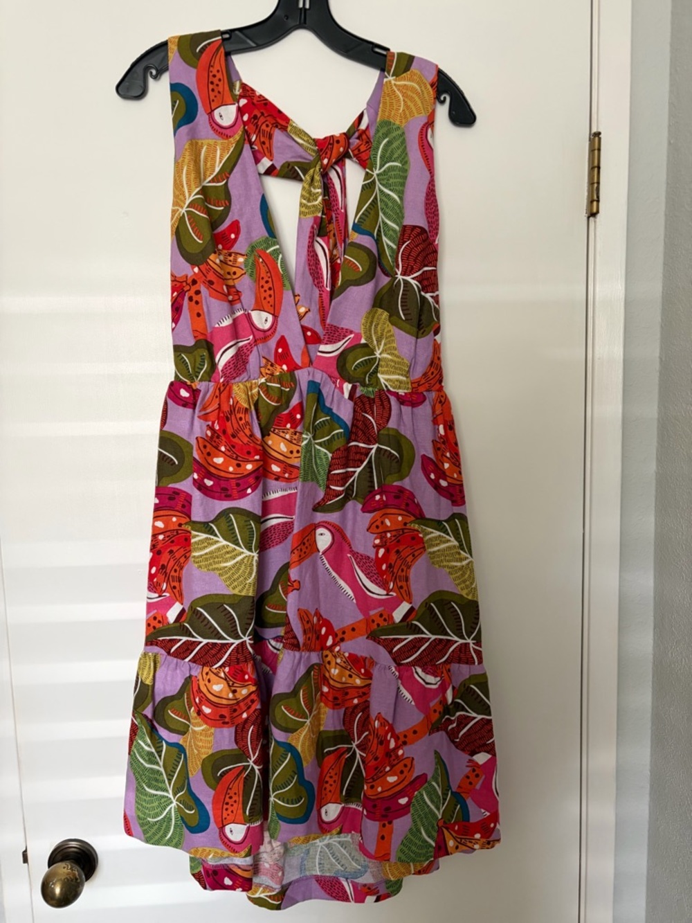 Women’s Lavender Tropical Halter Sundress with Tie Back NWOT